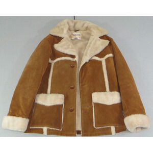 Vintage 1970s Rancher Western by‎ Schott Suede and Sheep Wool Leather Coat Men's